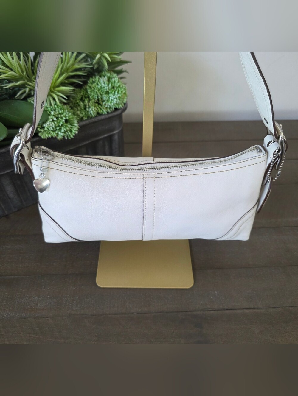 Vintage Coach Soho Leather Baguette Shoulder Bag Y2K 2005-White - Picture 7 of 15